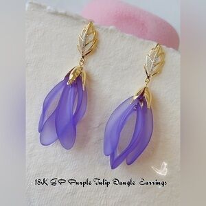 - - 18K GP Purple Tulip Dangle  Earrings